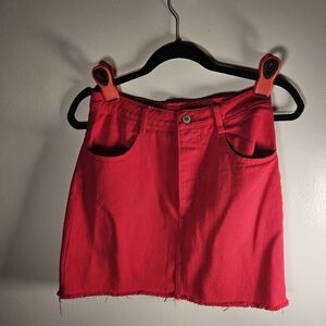 John Galt Red Mini JeanscSkirt